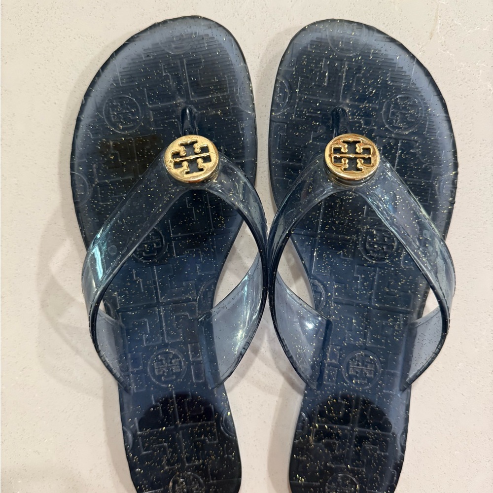 Tory Burch Thora Glitter Jelly Thong Flip Flops